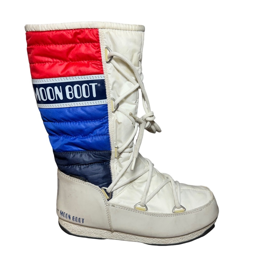Women’s Moon boot size 5.5 white red blue